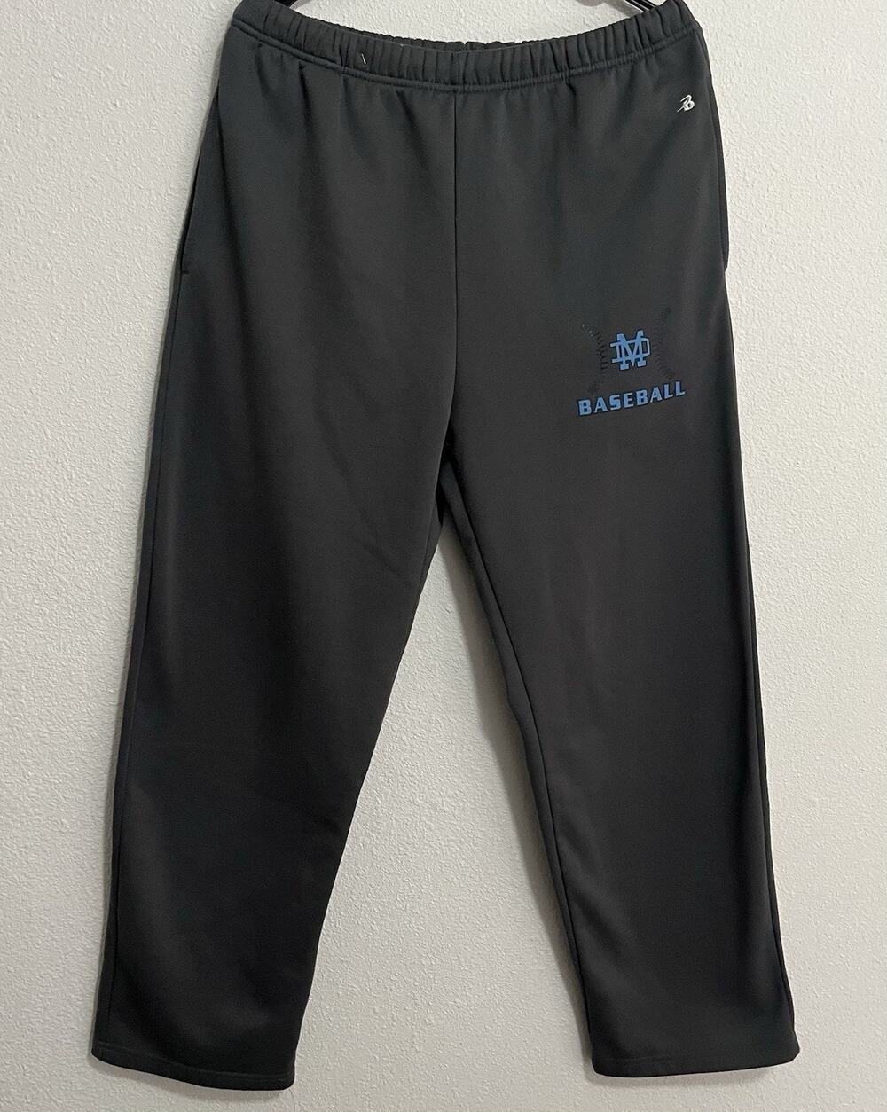 Badger Sport Men's Black Fleece Baseball Pants M Elastic Waist Straight Leg